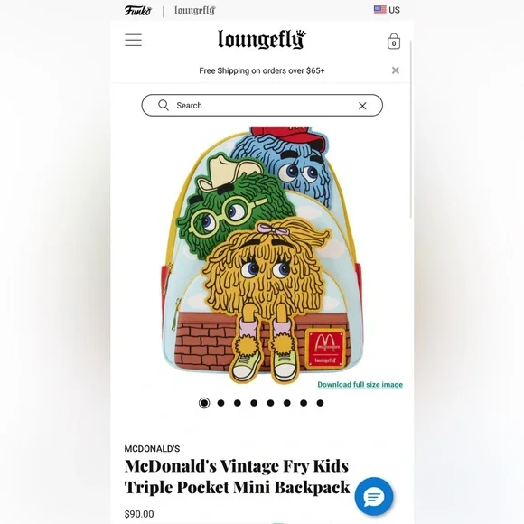 McDonald's Vintage Fry Kids Triple Pocket Mini Backpack Loungefly - Picture 2 of 12